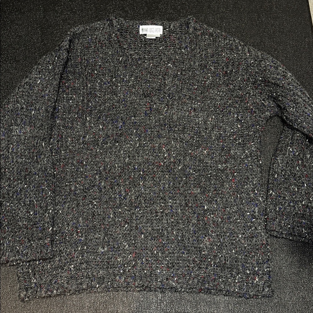 Together 90sGray Knit Sweater with Colorful Accents size large